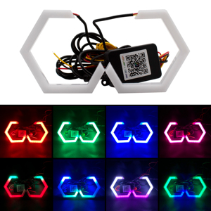 <strong>Auto</strong> Angle Eye <strong>Light</strong> Daytime Running <strong>Light</strong> RGBW With Yellow Streamer 69/79/85/89MM APP Control 9-30V for Motorcycle Truck Car - Product Image 5