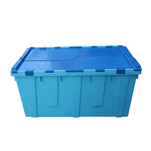 QS Warehouse Plastic Moving Crate Nestable Storage Attached Lid <strong>Containers</strong> Round Trip Tote <strong>Logistic</strong> Box for Transport - Product Image 4