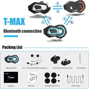 FreedConn Intercom TMAX PRO Motorcycle Group Hablando con sistema FM IP65 6 Riders 1000M Motocicleta Bluetooth Intercom - Product Image 4