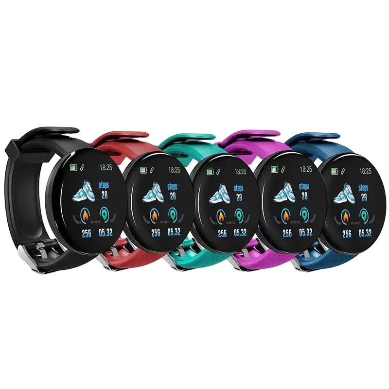 Pulsera Inteligente D18 para hombre y mujer, reloj Inteligente deportivo con podómetro y presión arterial