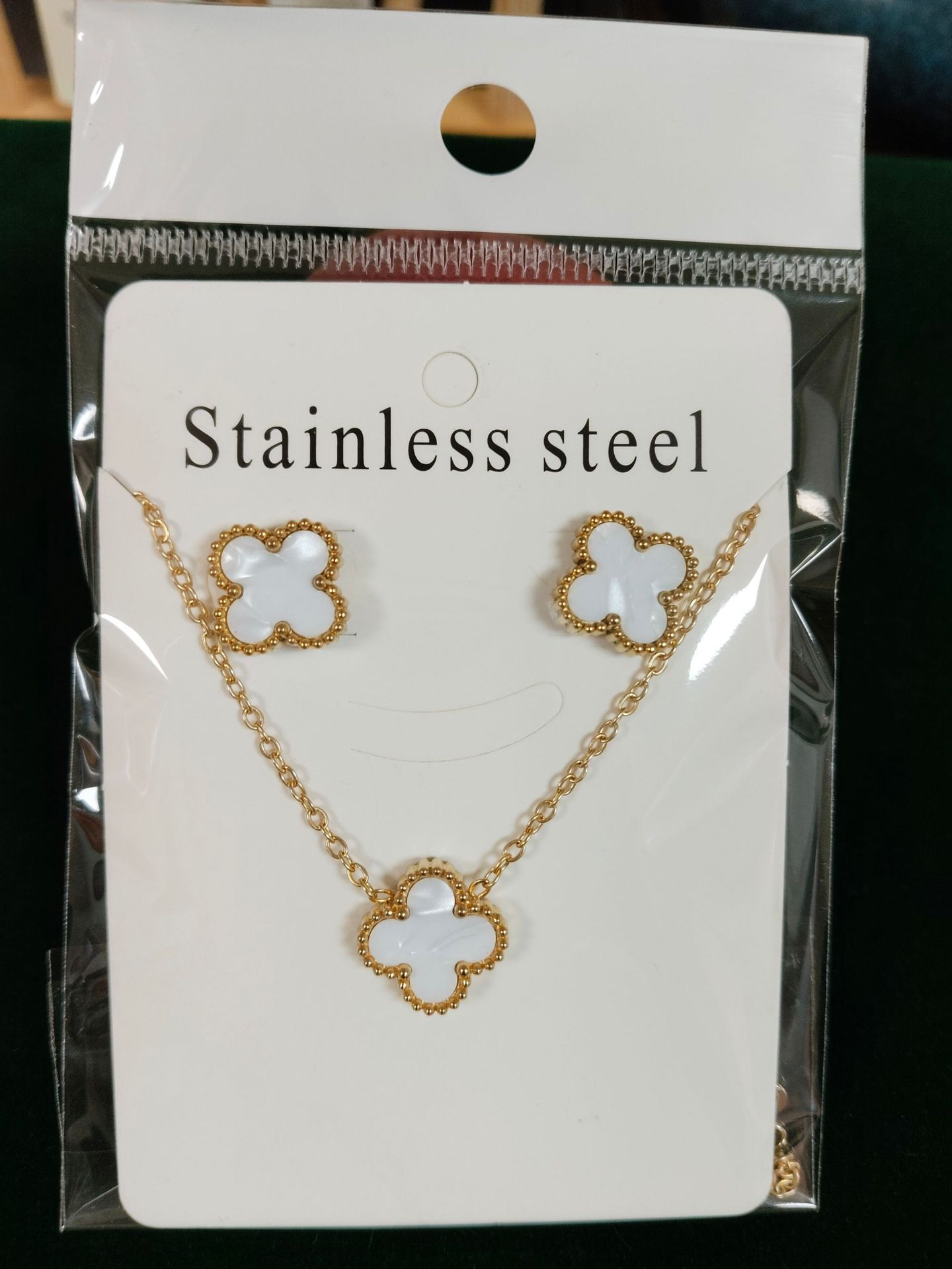Earring and necklace set-white