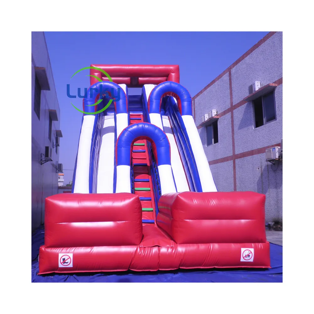 Funny attraction for kids high quality inflatable double slide in park customized design /size