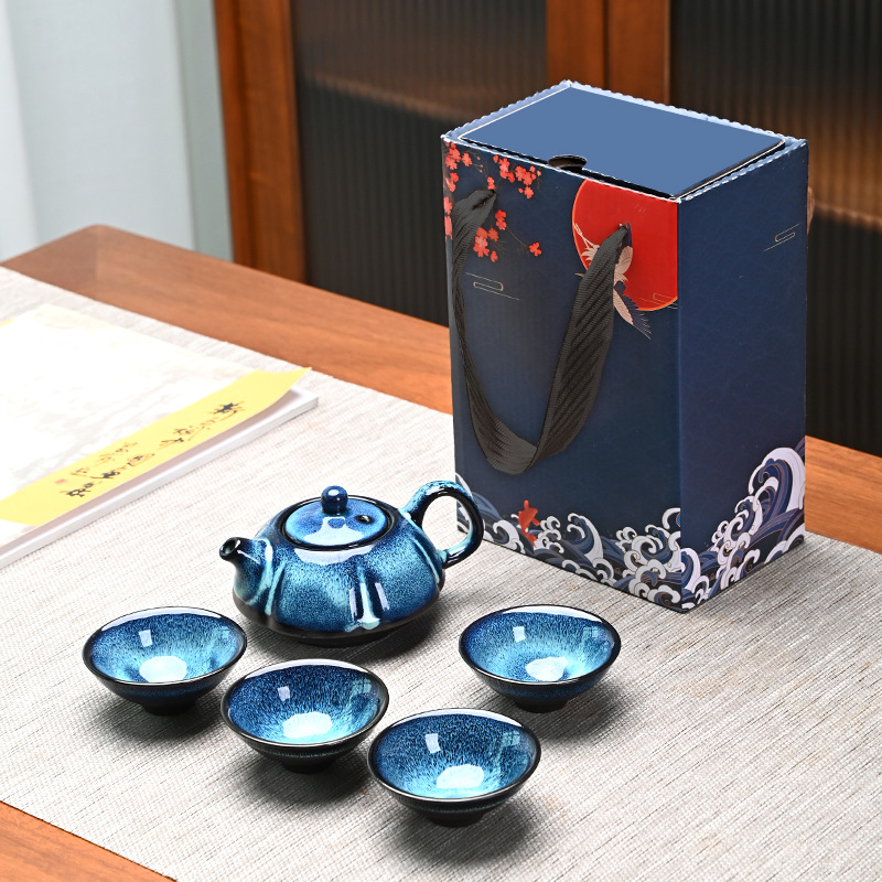 Star glaze 4 cups pot-environmental box blue