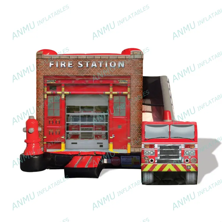 Пожарная машина комбинированный домик для прыжков с водной горкой пожарная машина прыгающий замок детский надувной батут