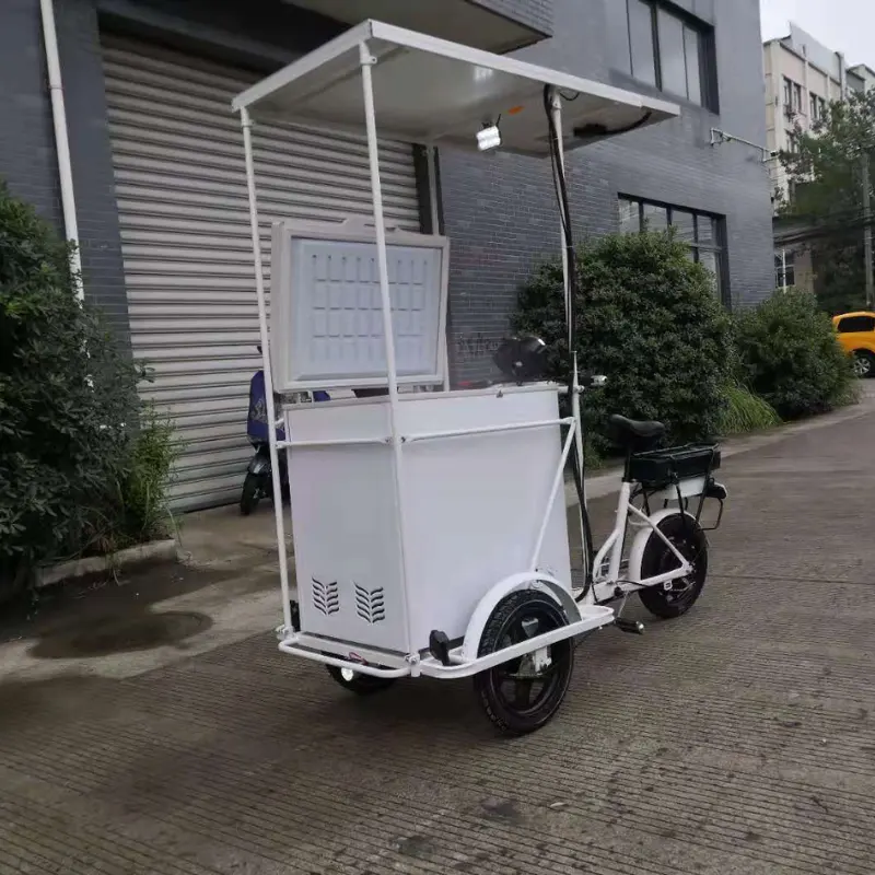 Chariot à crème glacée de la personnalisation 108l 67w d'usine avec le vélo électrique pour le moteur 35kms par jours à vendre