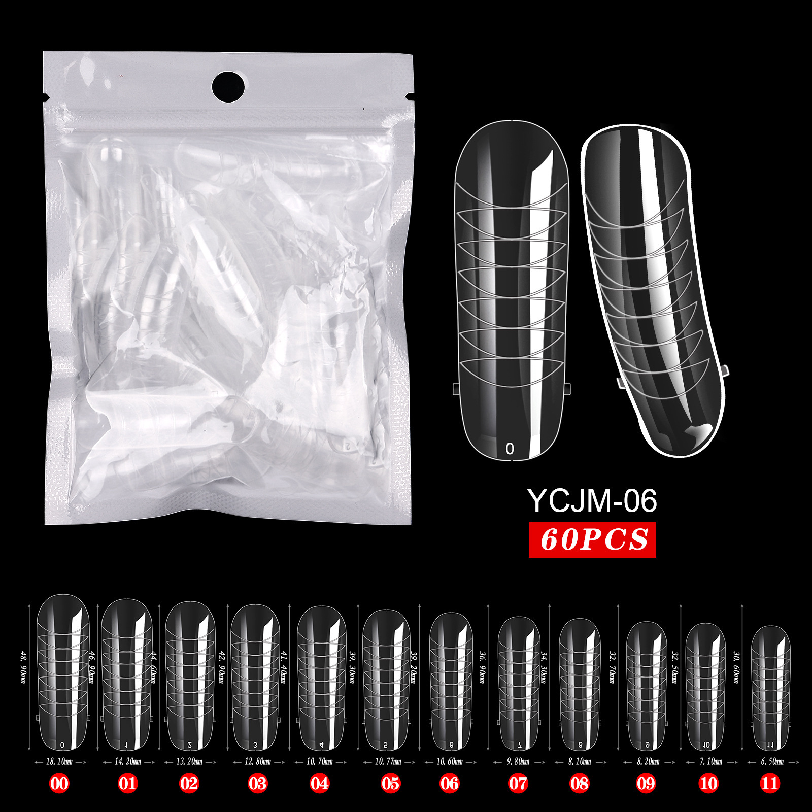 60pcs extension glue nail mold 06