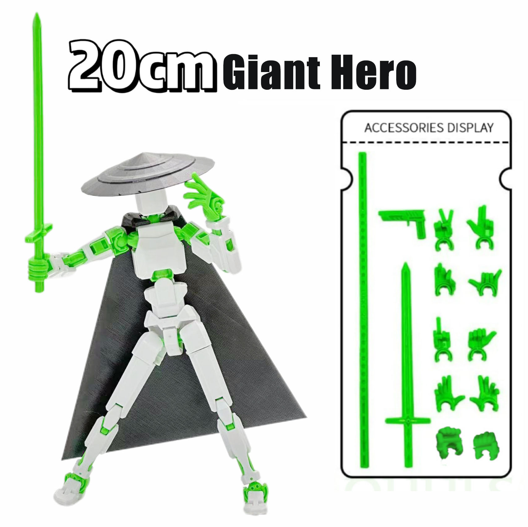 Grand personnage de 20 cm - Blanc et vert