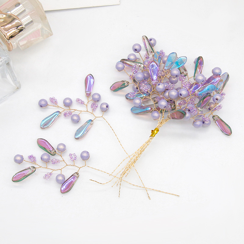 Épingle à cheveux en fil de cuivre avec perle en forme de larme violette, Style 1
