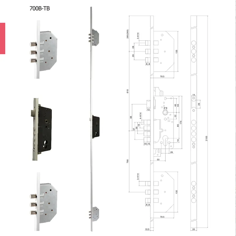 Cerradura de puerta deslizante con varios puntos, cuerpo de cerradura de puerta con rodillo, personalizada, 8525