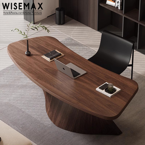 WISEMAX мебель, итальянский минималистский дизайн, мебель для Кабинета, деревянный компьютерный стол, роскошный изогнутый стол для квартиры - Product Image 4