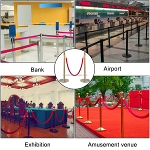 35.4 inch Vàng/Bạc kiểm soát đám đông <span class=keywords><strong>stanchion</strong></span> bài viết hàng đợi đỏ/đen nhung dây dòng rào cản với cơ sở ổn định cho sân vận động - Product Image 5