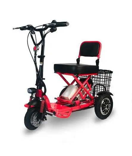 Scooter de mobilidade com freio a disco de três rodas, scooter dobrável dupla 350w * 2 anos de garantia para idosos