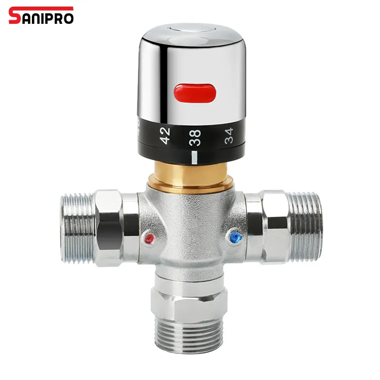 SANIPRO cromo galvanizado Digital G1/2 G3/4 colector de calefacción por suelo radiante válvula mezcladora termostática para Sistema de ducha Solar