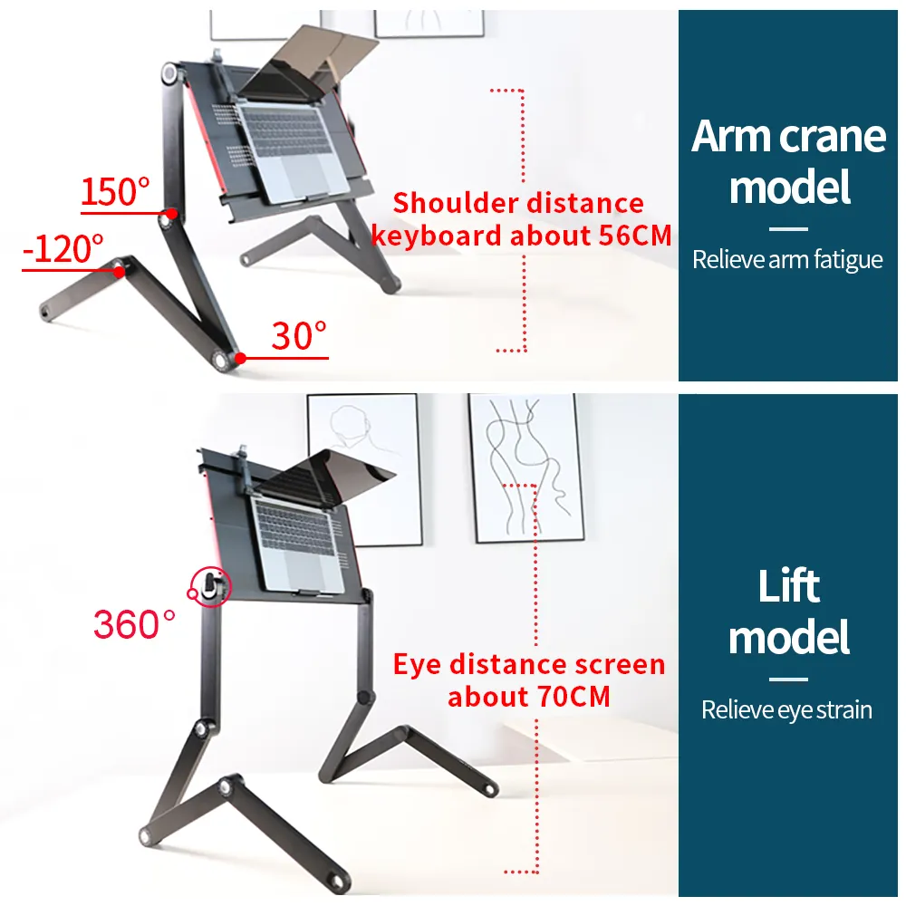 2021 Nieuwe Ontwerp Verstelbare Notebook Laptop Stand Opvouwbaar Bed Lade Laptop Tafel Op Bed