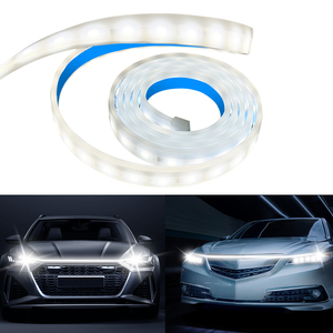 12V Hood ışık şeridi DRL dönüş sinyal ışığı çift renk Amber beyaz zikzaklı dinamik tarama başlatmak 1.5M Led araba kaput ışık şeridi - Product Image 6