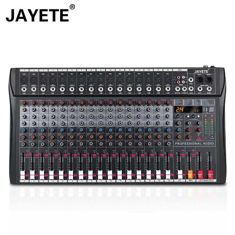 16 Channel CD/Tape Input Audio Mixer Professional tablet controlled electric fader with EQ Built-in 24 Bit DSP Effector Mixing