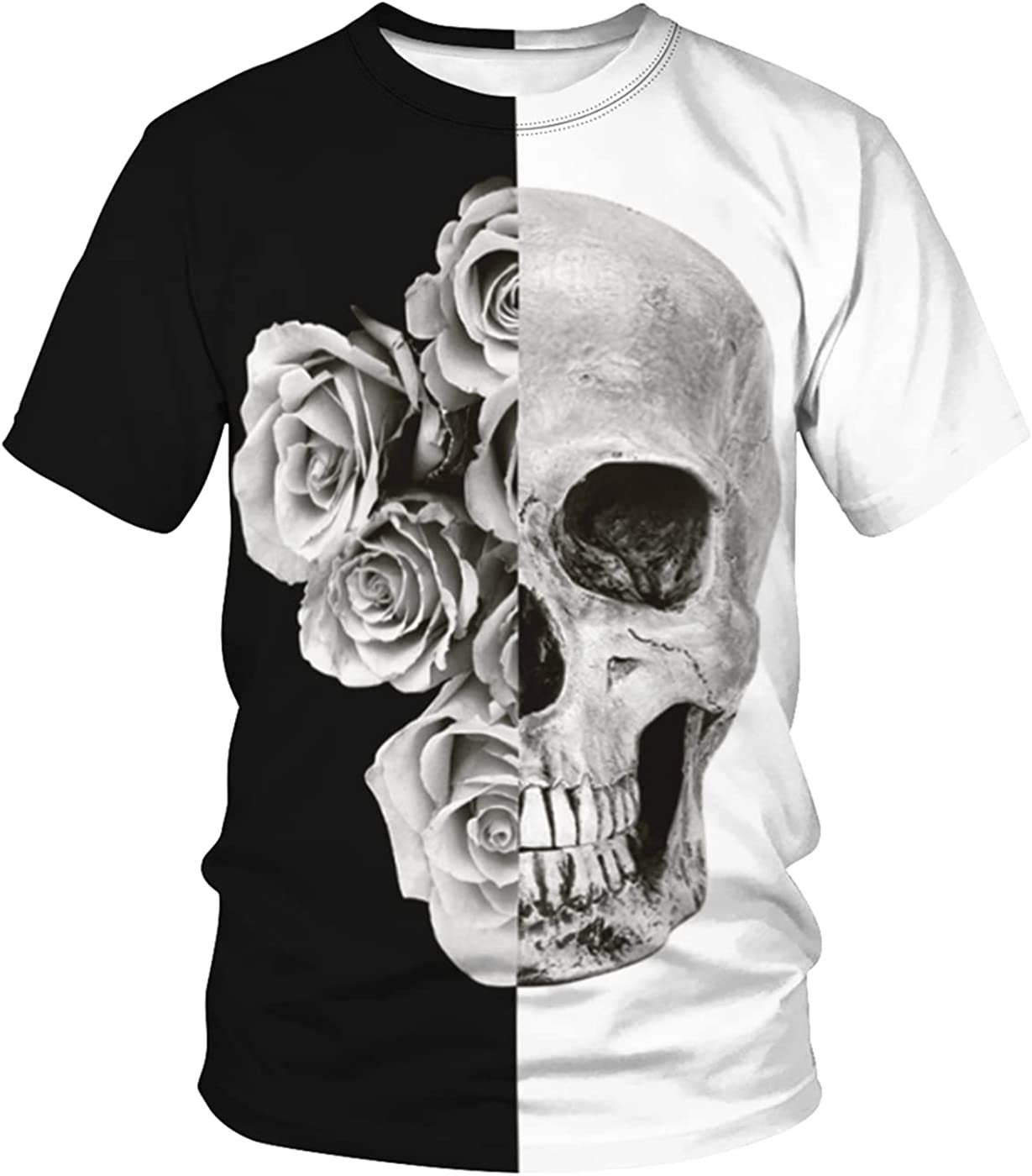 White Black Skull Rose