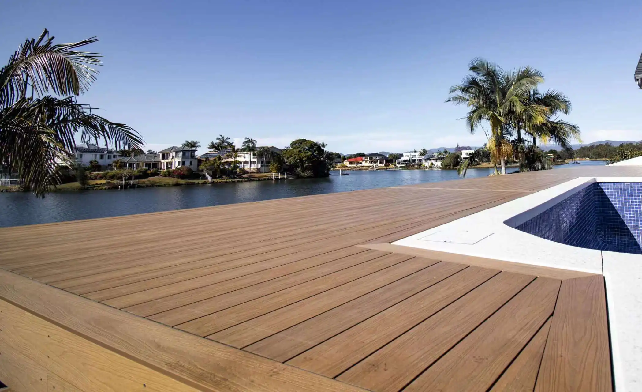 Woodgrain terrace   composite co-extrusion capped wpc teak decking board panel engineered flooring for outdoor