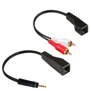 Free Sample Mini RJ45 Female to <strong>2</strong> <strong>RCA</strong> 3.5mmm Audio Extension Adapter Cable - Product Image 1