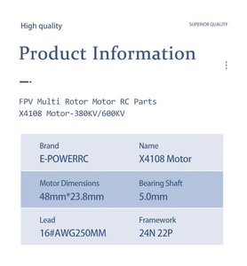 X4108 Động Cơ FPV Đa Trục <span class=keywords><strong>Drone</strong></span> Động Cơ Kv600 Kv380 6S 8S Động Cơ Không Chổi Than 5Mm Trục Tương Thích Với 12 ''14' 'Cánh Quạt - Product Image 3