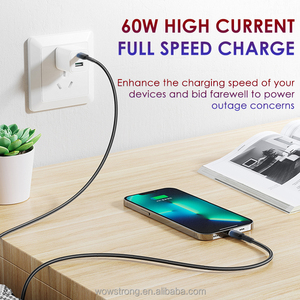 2025最新设计PD 27W C至C 60w彩色高品质3A编织usb-c快速充电线手机流行礼品