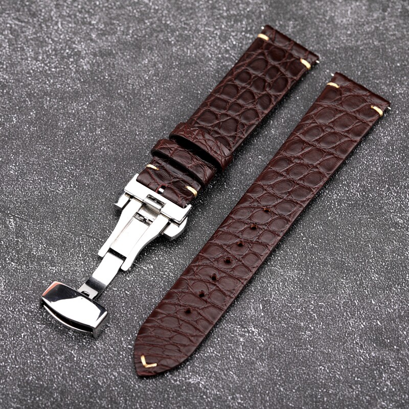 blanc avec fil marron + fermoir papillon argenté