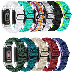 适用于Fitbit充电更换表带尼龙环弹性适用于Fitbit充电5表带可调编织表带