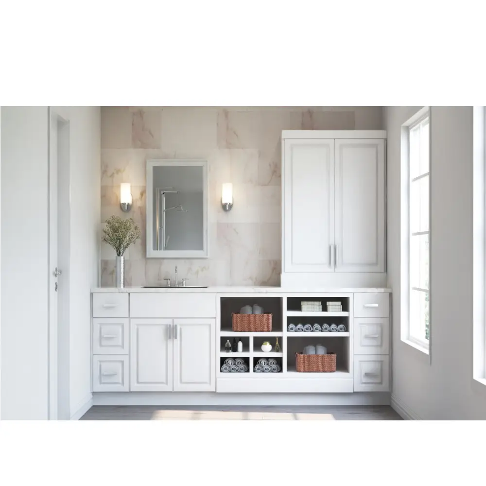 CBMmart-armarios modulares de estilo clásico Americano, mueble de cocina de madera sólida moderna de lujo, color blanco