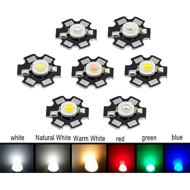 Lámpara Led de diodo, luz blanca cálida, azul, verde, rojo, amarillo y naranja con radiadores de aluminio PCB, cuentas de Chip de alta potencia 1w 3w 5w Led