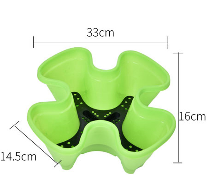 Green four-petal flower pot