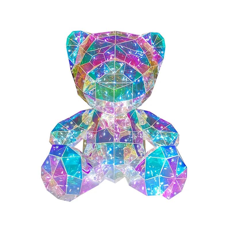 TS ใหม่ที่มีสีสันน่ารักราคาถูกสัตว์เลี้ยงหมีส่องสว่างไฟ LED ดอกกุหลาบหมีของขวัญวันวาเลนไทน์ของเล่นส่องสว่างวันเกิด