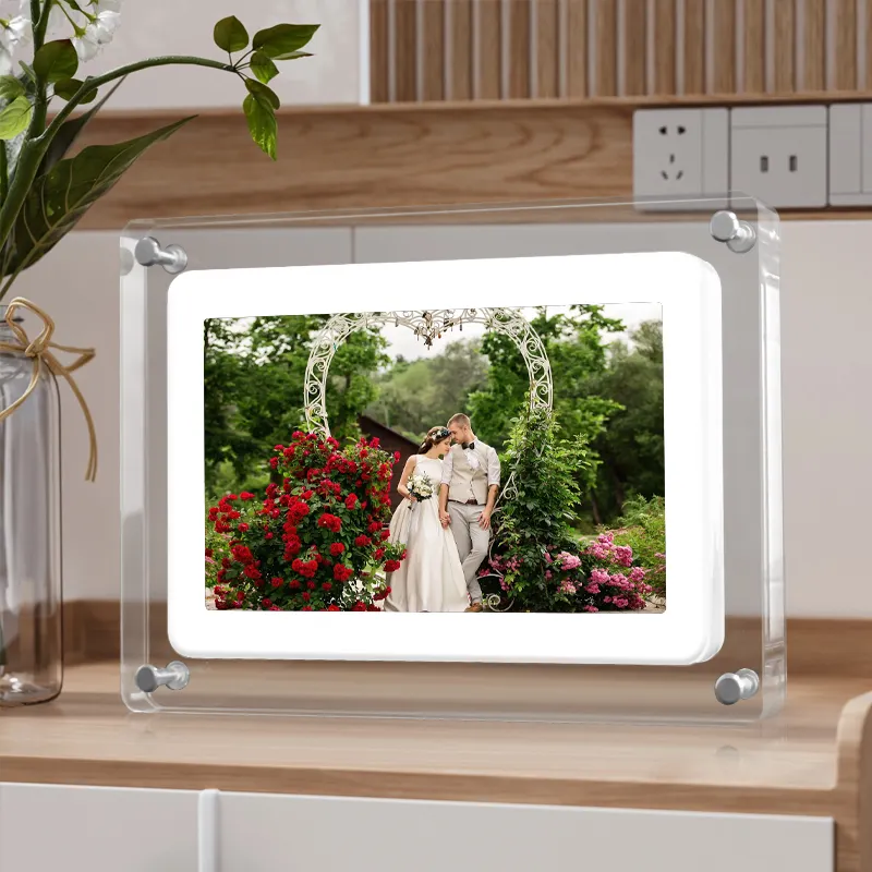 Capteur de marchandises de qualité 7 pouces lecteur de publicité acrylique avec cadre Photo numérique de lecture vidéo