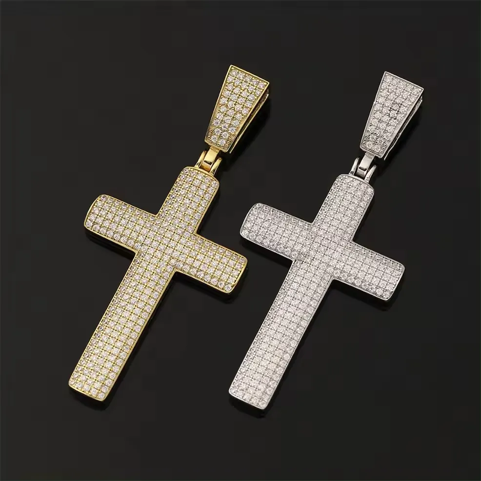 Gioielli alla moda coppia 925 argento Sterling crocifisso medievale Gesù Cristo ciondoli di fascino croce con pietre per gli uomini