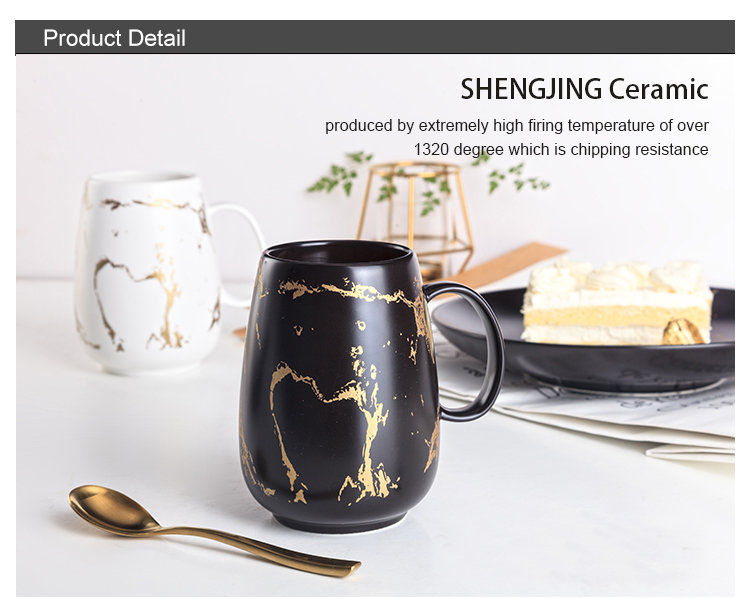 Small Mouth Stoneware Gold Black White Coffee Cup17oz Big Coffee Mug