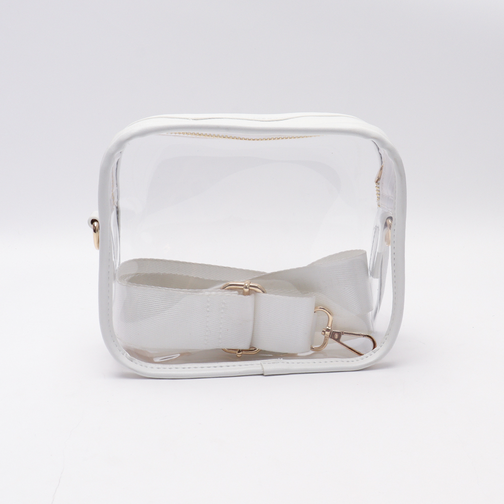 White pvc transparent crossbody bag