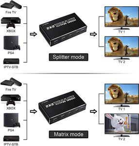Factory 4K <strong>HDMI</strong> <strong>Matrix</strong> 2x2 <strong>2</strong> in <strong>2</strong> Out <strong>HDMI</strong> Switch Splitter 2port with Remote 4K 30Hz - Product Image 2