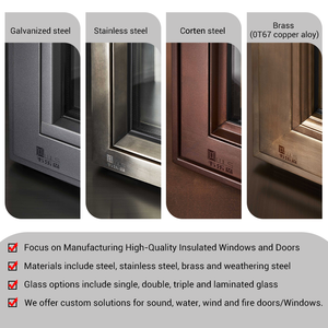 Soluções personalizadas Office French Entrance Glass Doors Diferentes tipos de dobradiças Windproof Steel Frame Store Front Doors