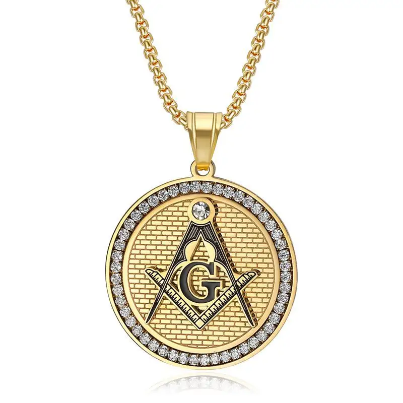 Hip Hop Freemasons AG Zircon 2024 316 Aço Inoxidável Pvd 18 K Banhado A Ouro Jóias Moda Jóias Joias Colares para Homens Mulheres