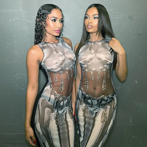 X14711C Mulheres <span class=keywords><strong>3D</strong></span> Imprimir mangas malha vestidos