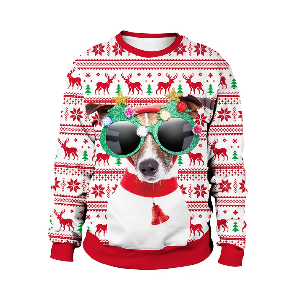 Wholesale custom family ugly christmas sweater ugly christmas sweater 2022 unisex custom graphic dog holiday ugly sweater