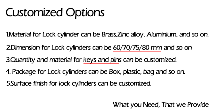 60-120mm Quality assured euro solid brass door cylinder lock