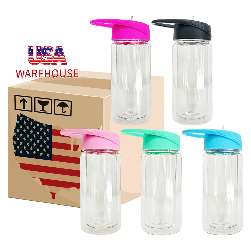 Bpa Free Double Wall Plastic Acrylic Straw Top Handle Sippy Cups Kids Sport Water Bottle 10 oz With Sipper Straw