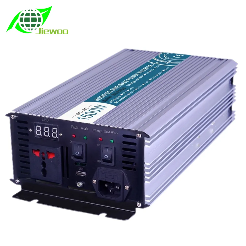 Ad alta frequenza offgrid 1500w 12 volt onda sinusoidale pura inverter auto 12 v dc a corrente alternata ad alta potenza inverter solare con il caricatore