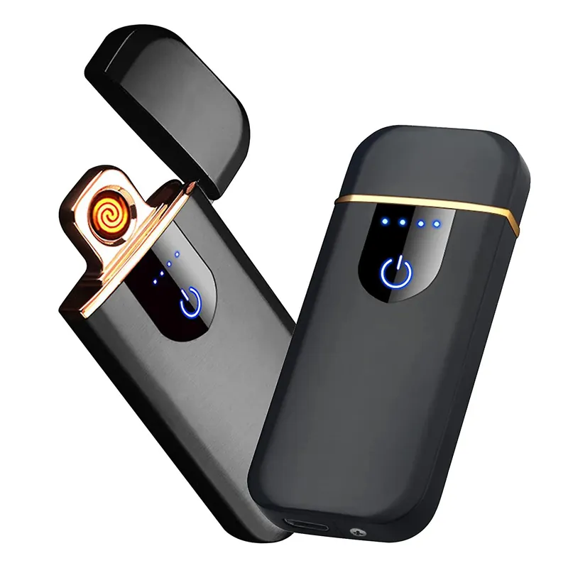 Encendedor eléctrico inteligente Mini Usb recargable táctil a prueba de viento encendedor sin llama para Indicador de energía de cigarrillos regalos de novios