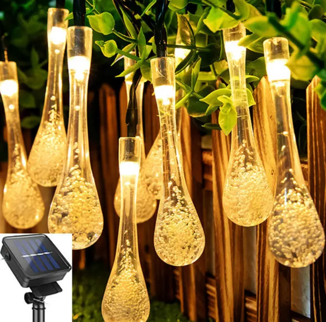 Meteor Shower Rain drop LED Christmas Lights Water drop shape decorative lamp Solar String Light