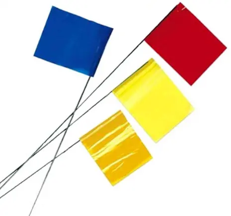 Langlebige farbige kleine fluor zierende Sicherheits warnung Markierung Stahldraht flaggen für Baum/Land Landwirtschaft Pfahl Flaggen