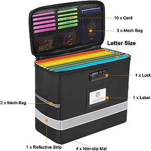 Caja de archivo ignífuga de cuero con caja de almacenamiento de bloqueo para colgar carpeta de tamaño de carta diseño plegable - Product Image 4