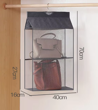Sac de rangement suspendu gris à double compartiment tridimensionnel