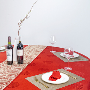 廉价婚礼装饰桌布圆形酒店涤纶桌布布艺台套 - Product Image 4