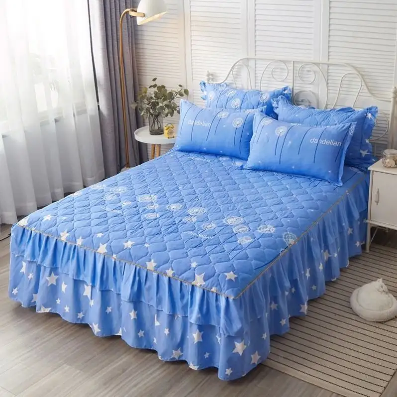 Sprei Egytian Seprai Tekstil, Grosir Baru Datang Tebal Quilt Bed Rok Seprai Datar, Seprai Katun Bunga